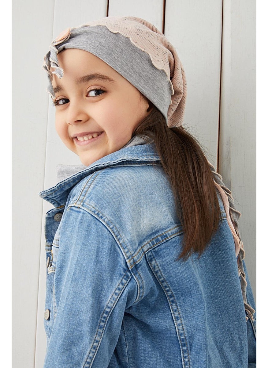 Babygiz - Gray Powder Kids Baby Beanie Neck Collar Set Soft 100% Cotton Combed Cotton Elite Series - Image 1