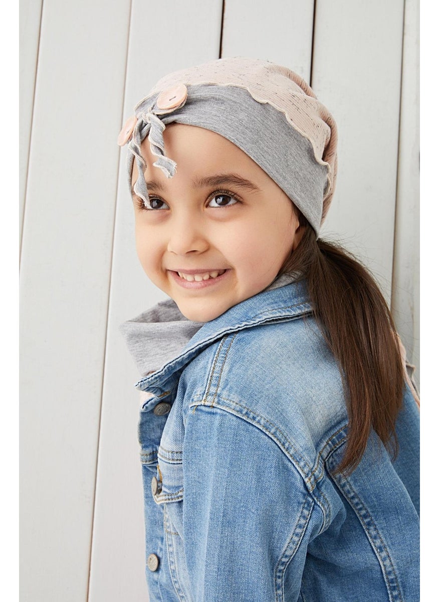 Babygiz - Gray Powder Kids Baby Beanie Neck Collar Set Soft 100% Cotton Combed Cotton Elite Series - Image 1