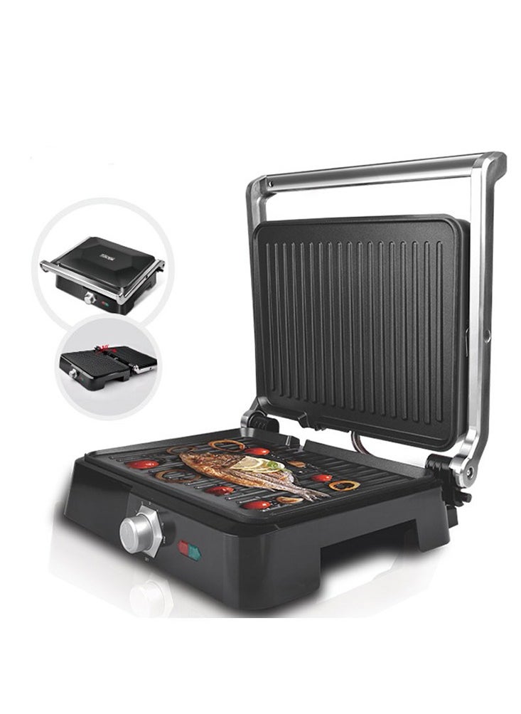 JAMAKY Italy - Electric grill with Italian technology for delicious barbecue meals,  2800-watt ,JMK2018 , Convenient and easy-to-use , features a non-stick coating, adjustable temperature settings, and a drip tray. Allows 90 degrees and 180 degrees heating, suitable for preparing delicious recipes. - Image 1
