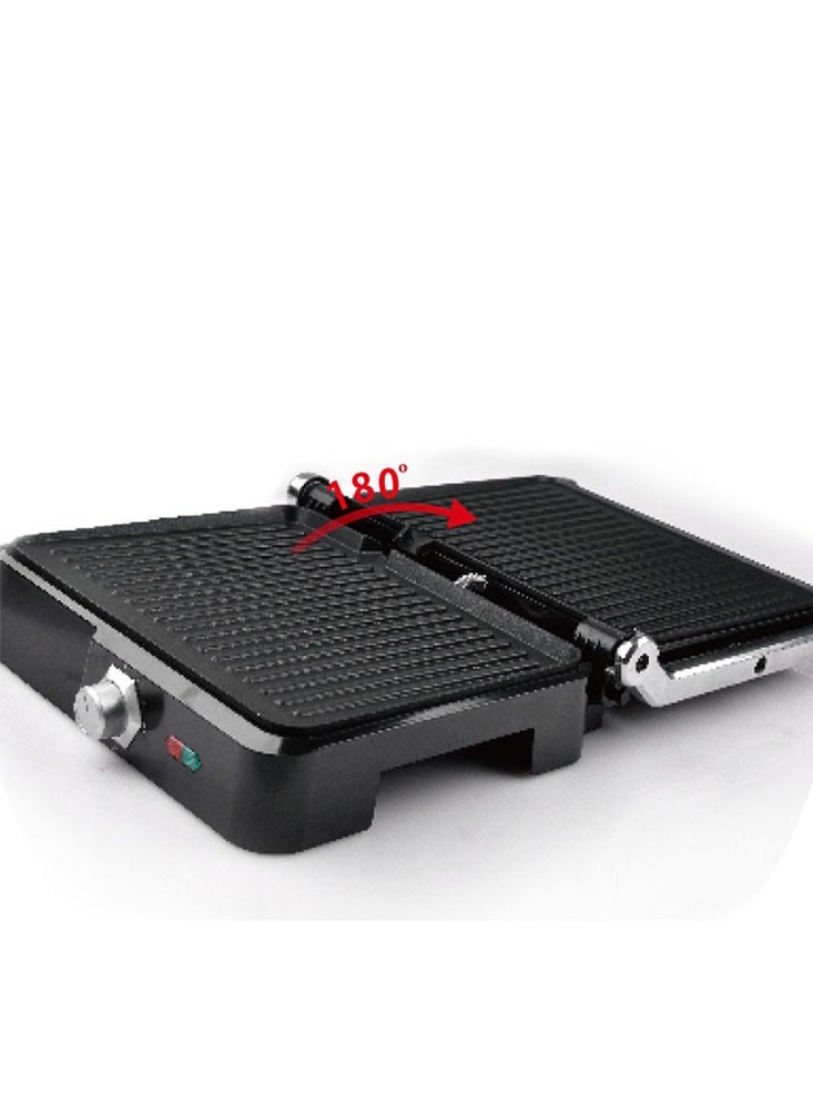 JAMAKY Italy - Electric grill with Italian technology for delicious barbecue meals,  2800-watt ,JMK2018 , Convenient and easy-to-use , features a non-stick coating, adjustable temperature settings, and a drip tray. Allows 90 degrees and 180 degrees heating, suitable for preparing delicious recipes. - Image 1
