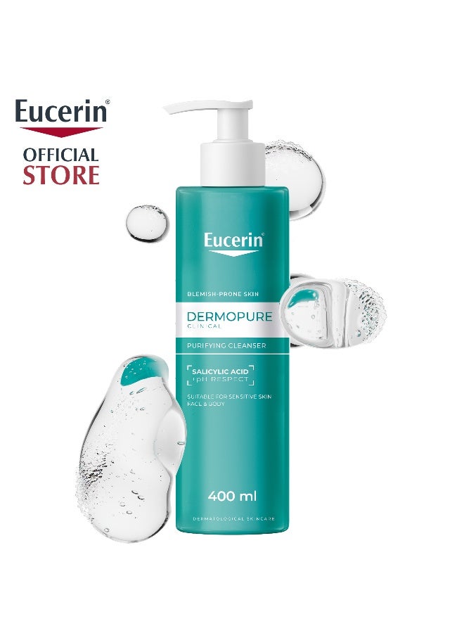 Eucerin Dermopure Clinical Purifying Cleansing Gel With Salicylic Acid For Blemish & Acne-Prone Skin, Removes Excess Sebum And Dirt, Fragrance-Free, Soap-Free, Suitable For Blemish And Acne-Prone Skin, 400Ml - Image 1