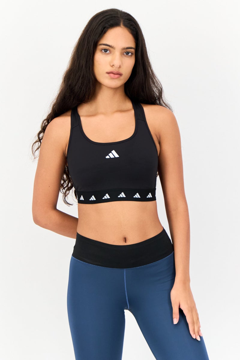 Adidas Women Brand Logo Padded Sports Bra, Black  - Image 1