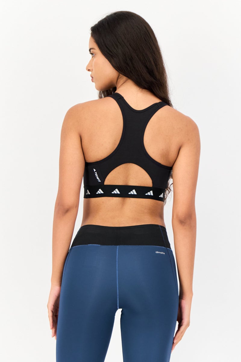 Adidas Women Brand Logo Padded Sports Bra, Black  - Image 2