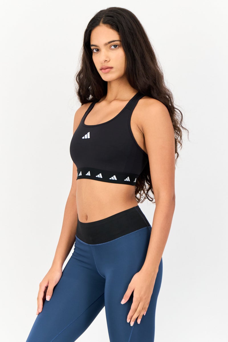 Adidas Women Brand Logo Padded Sports Bra, Black  - Image 3