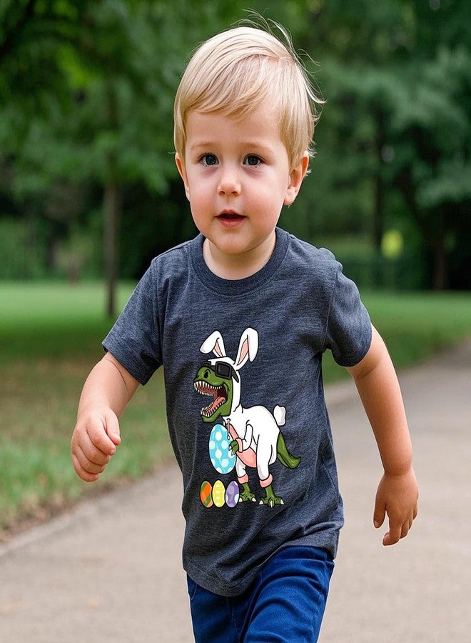Chipeler Baby Boys Easter Shirts Toddler Dino Bunny Eggs Tops Kids Short Sleeve Gray T-Shirts 4T - Image 5