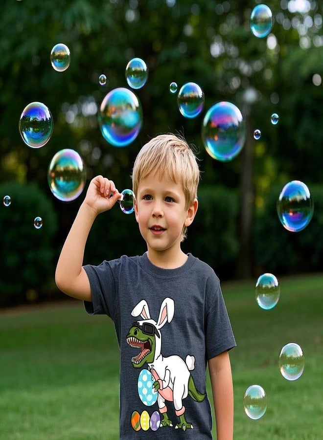 Chipeler Baby Boys Easter Shirts Toddler Dino Bunny Eggs Tops Kids Short Sleeve Gray T-Shirts 4T - Image 4