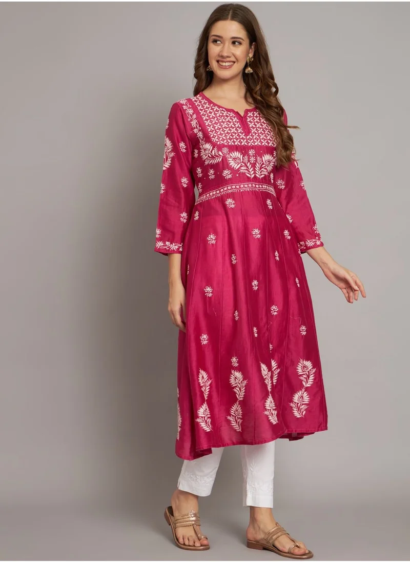 Alaya Hand embroidered Chikankari Chanderi Cotton Kurta Set and Dupatta with Mukaish AL3665KS