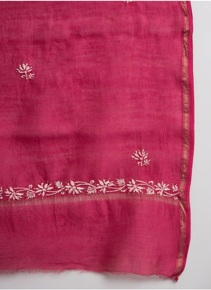 Alaya Hand embroidered Chikankari Chanderi Cotton Kurta Set and Dupatta with Mukaish AL3665KS
