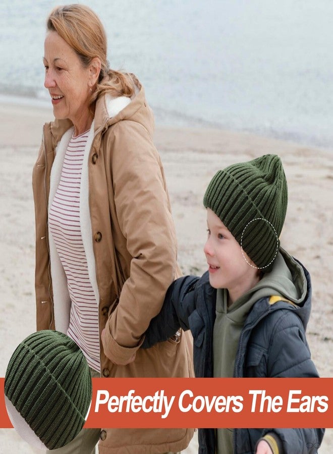 LUCKYBUNNY Kids Wool Beanie Hat Toddler Warm Winter Knit Caps Cuffed Beanies Skull Cap for 7-14 Years Old Boys Brown - Image 4
