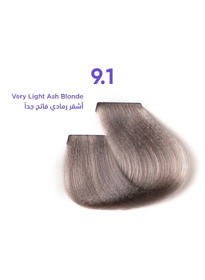 1B Hair Color Cream #9.1 Very Light Ash Blonde – Cool-Toned Permanent Hair Dye with Tress Tones Tyrosine Enriched | 100ml | Anti-Brass Formula for Pale Blonde Results | Long-Lasting Color & Shine - Image 1