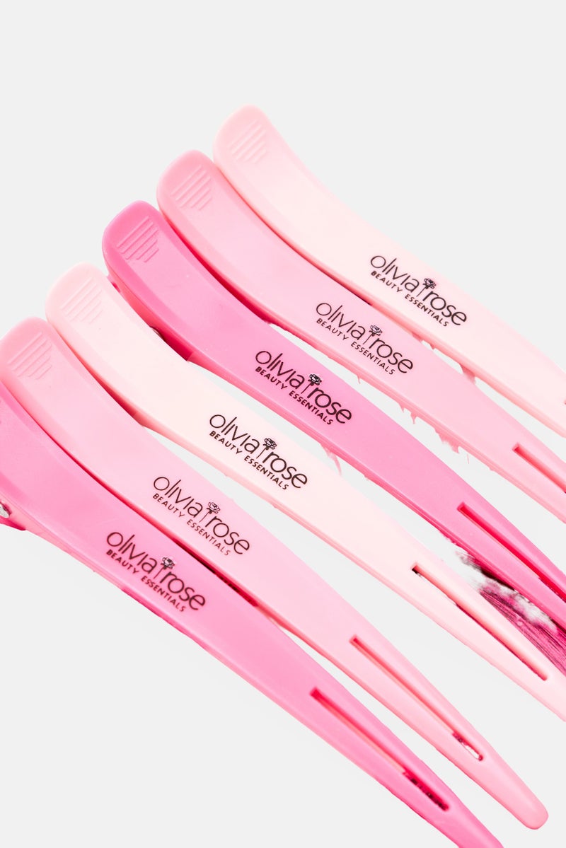 Olivia Rose Women 6 Pieces Brand Logo Duckbill Hair Clip, Pink - Image 3