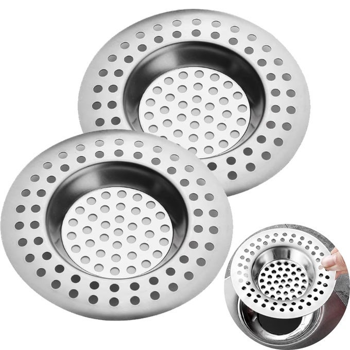2 PCS SINK STRAINER STAINLESS STEEL SINK STRAINER PLUG DRAIN HAIR CATCHER PROTECTOR SHOWER DRAIN COVER SINK STOPPER DRAIN FILTER FOR KITCHEN BATHTUB BATHROOM 295 75 CM