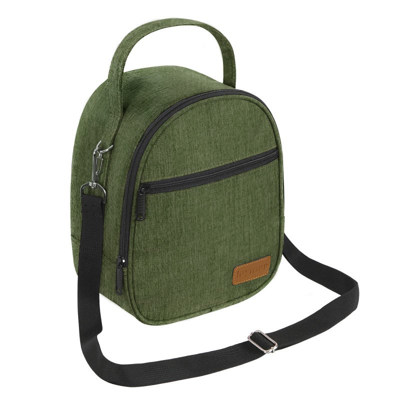 Joymee Lunch Box Insulated Lunch Bag Women Men Reusable Cooler Bag Adult Cute Lunch Tote Bags Organizer with Front Zipper PocketAdjustable Shoulder Strap for Work Office Picnic Travel Green