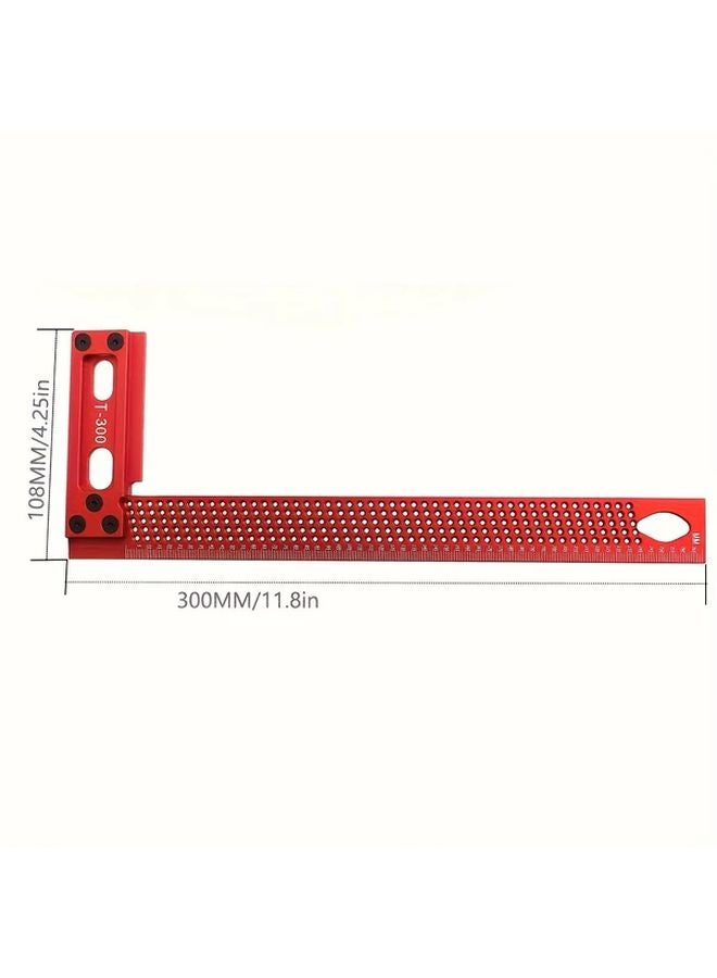 Heavy Duty Aluminum T Type Marking Gauge Dual Scale Ruler 300mm Carpentry Tool - Image 1