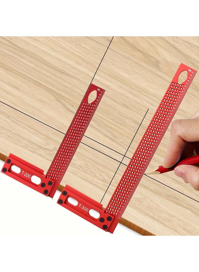 Heavy Duty Aluminum T Type Marking Gauge Dual Scale Ruler 300mm Carpentry Tool - Image 2