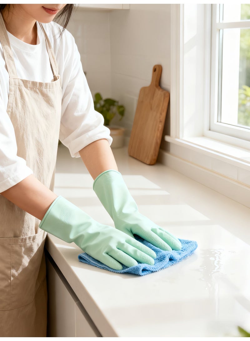 【Household Cleaning Gloves】【Winter M Size Fleece-Lined & Thickened 3-Pack】Length: 30cm, Middle Finger Length: 7cm, suitable for various tasks like washing dishes and household cleaning, affordable price. - Image 3