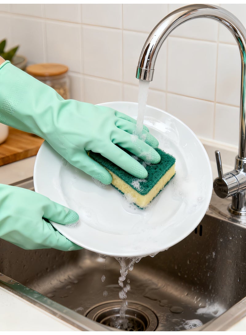 【Household Cleaning Gloves】【Winter M Size Fleece-Lined & Thickened 3-Pack】Length: 30cm, Middle Finger Length: 7cm, suitable for various tasks like washing dishes and household cleaning, affordable price. - Image 5