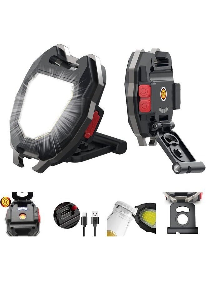 Portable COB LED Flashlight, 1200 Lumens, 7 Modes, Flameless Lighter, USB Rechargeable - Image 1