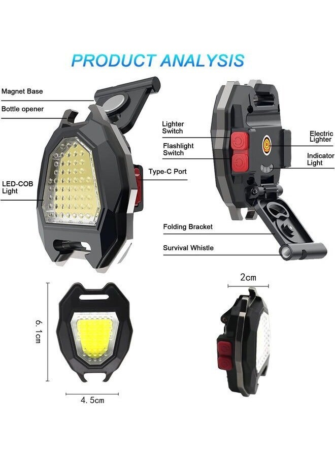 Portable COB LED Flashlight, 1200 Lumens, 7 Modes, Flameless Lighter, USB Rechargeable - Image 2