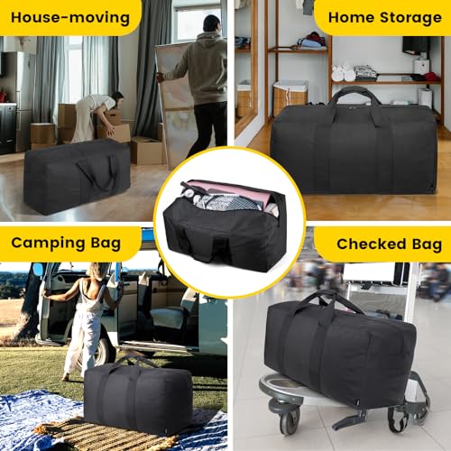 Vorspack Extra Large Duffle Bag for Travel - 100L/150L/200L Duffel Bag for Men Gear Bag for Storage Camping Overnight, Black, 100L, Travel - Image 5
