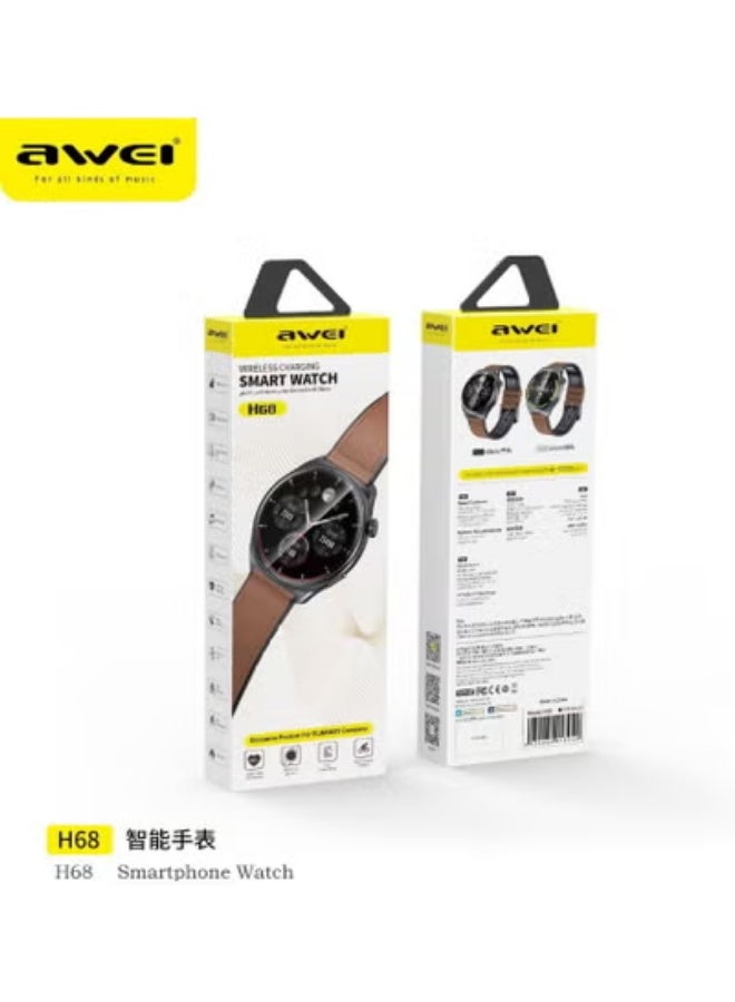 Awei H68 Smartwatch 1.43inch AMOLED Screen IP68 Waterproof Sports Fitness Bracelet For Android IOS - Black - Image 3