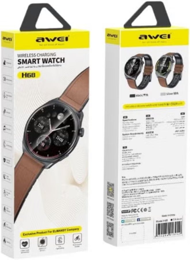 Awei H68 Smartwatch 1.43inch AMOLED Screen IP68 Waterproof Sports Fitness Bracelet For Android IOS - Black - Image 2