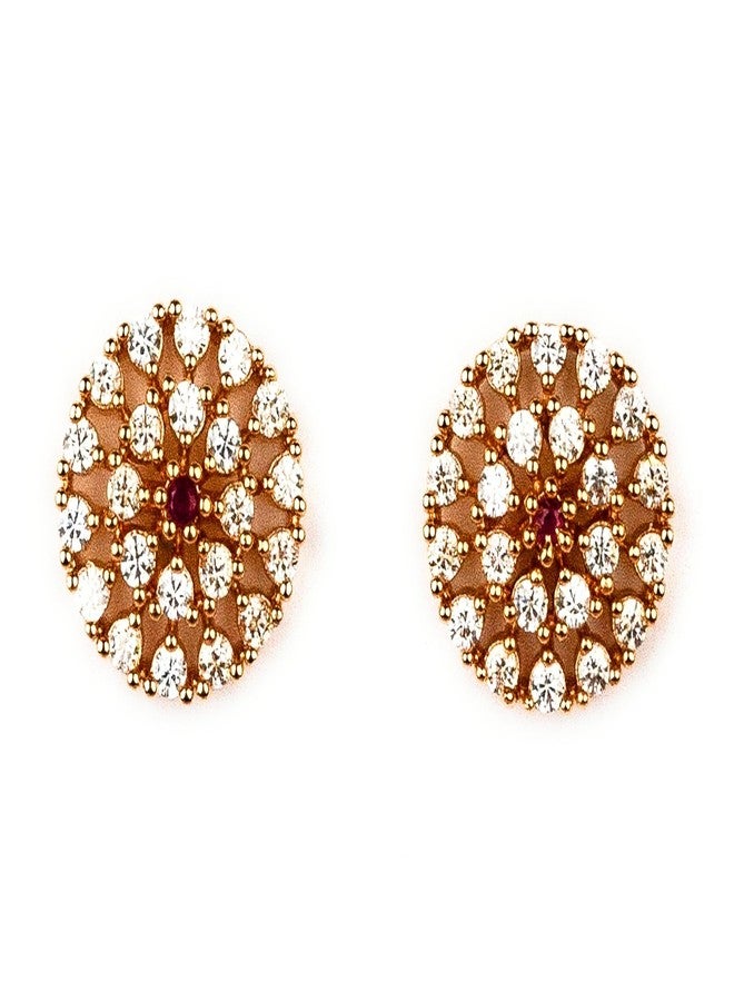 Sasitrends Elegant Micro Gold Plated American Diamond Floral Jewellery Set for Women & Girls - Image 4