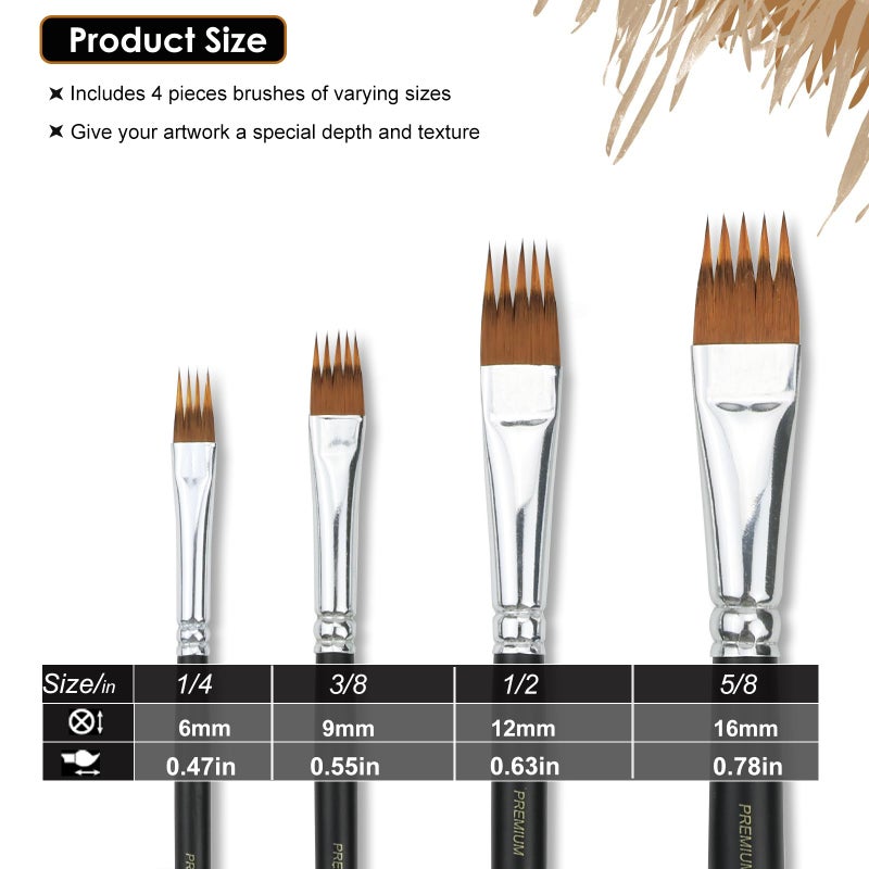 GACDR Cat Tongue Watercolor Brushes Set - 4 PCS Oval Wash Paint Brushes for Acrylic Painting, Water Color Brushes for Adult Floral Petal Artist Paintbrushes - Image 2