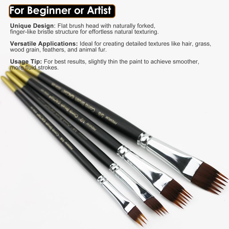 GACDR Cat Tongue Watercolor Brushes Set - 4 PCS Oval Wash Paint Brushes for Acrylic Painting, Water Color Brushes for Adult Floral Petal Artist Paintbrushes - Image 4