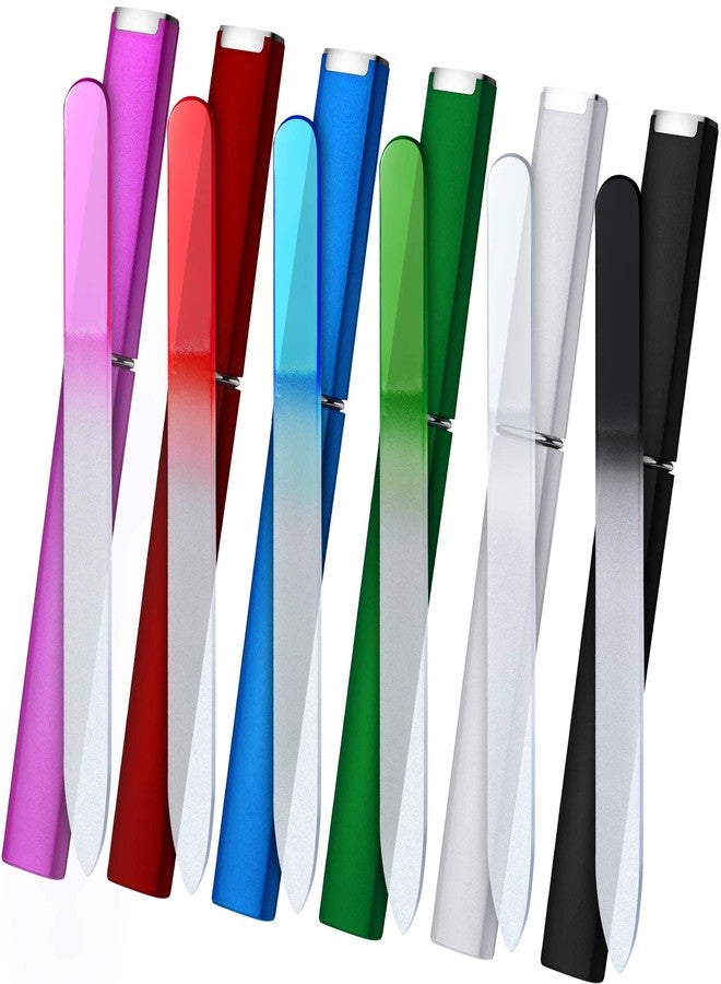 Mudder 6 Pack Glass Nail Files with Case Stocking Stuffers for Women Crystal Glass Fingernail Files for Natural Nails Double Sided Nail File Gifts Manicure Set for Gentle Nail Care, 6 Colors - Image 1