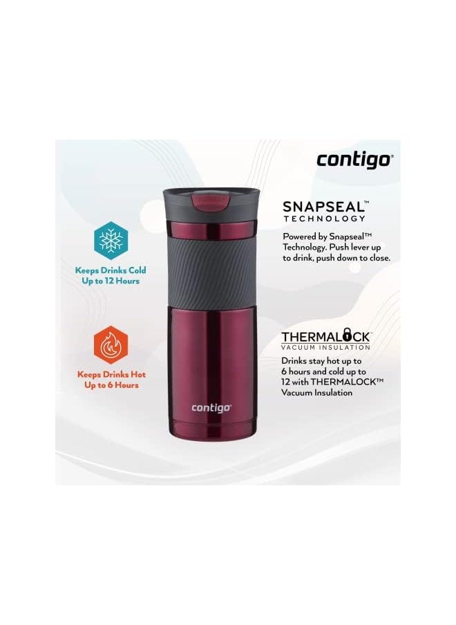 Contigo كوب سفر Snapseal كوب حراري من الفولاذ المقاوم للصدأ مع قارورة مفرغة من الهواء ومانع للتسرب وكوب قهوة مع غطاء سهل التنظيف خالٍ من مادة BPA  - Image 3