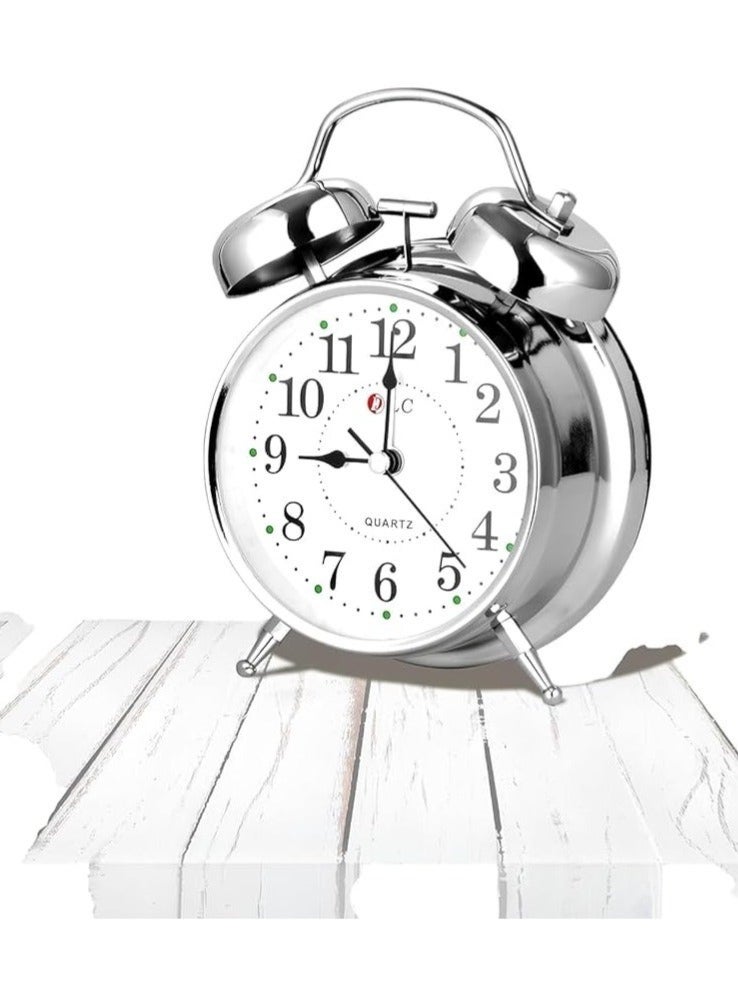 D L C Table Shelf Classic Alarm Clock with Mechanical Ringer DLC-32904 Silver