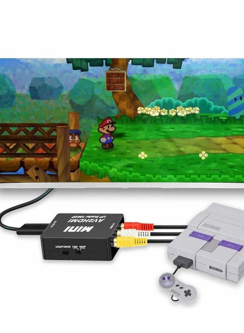 Y&D RCA to HDMI, AV HDMI Converter, 1080P Mini Composite CVBS Video Audio Converter Adapter Supporting PAL/NTSC for Retro Games / TV VCR PS1 PS2 DVD PAL NTSC, HD Black  - Image 2