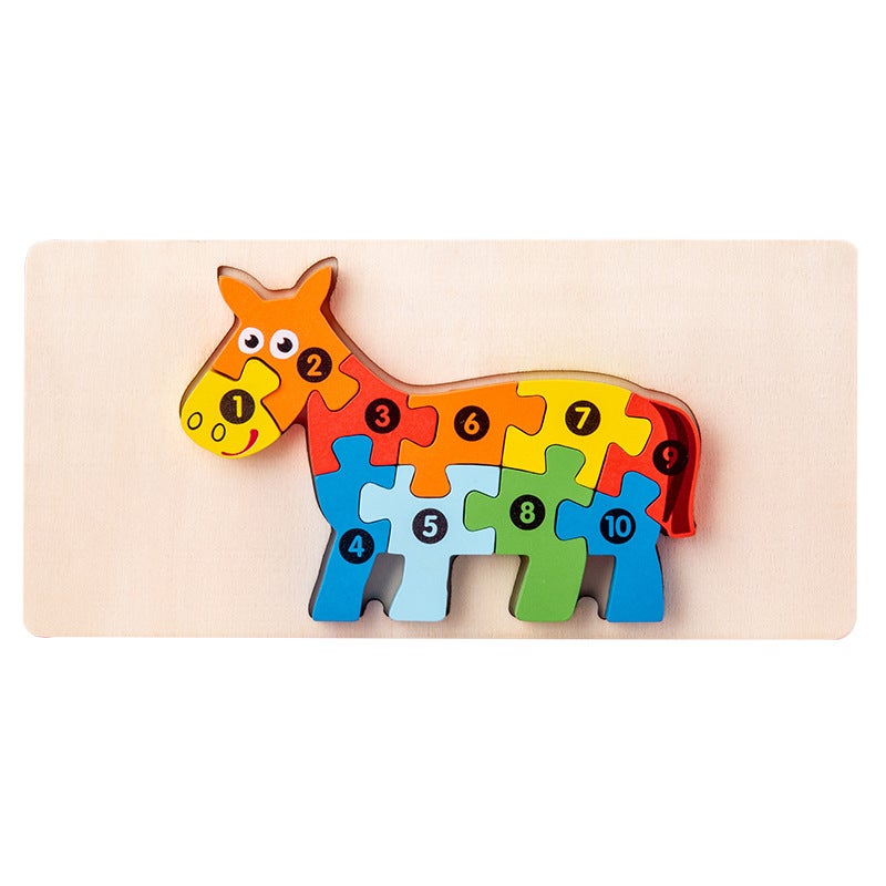 Wooden Early Childhood Education Three-Dimensional Puzzle Building Blocks Animal Traffic Cognition Puzzle Baby Intelligence Development Toy - Image 1