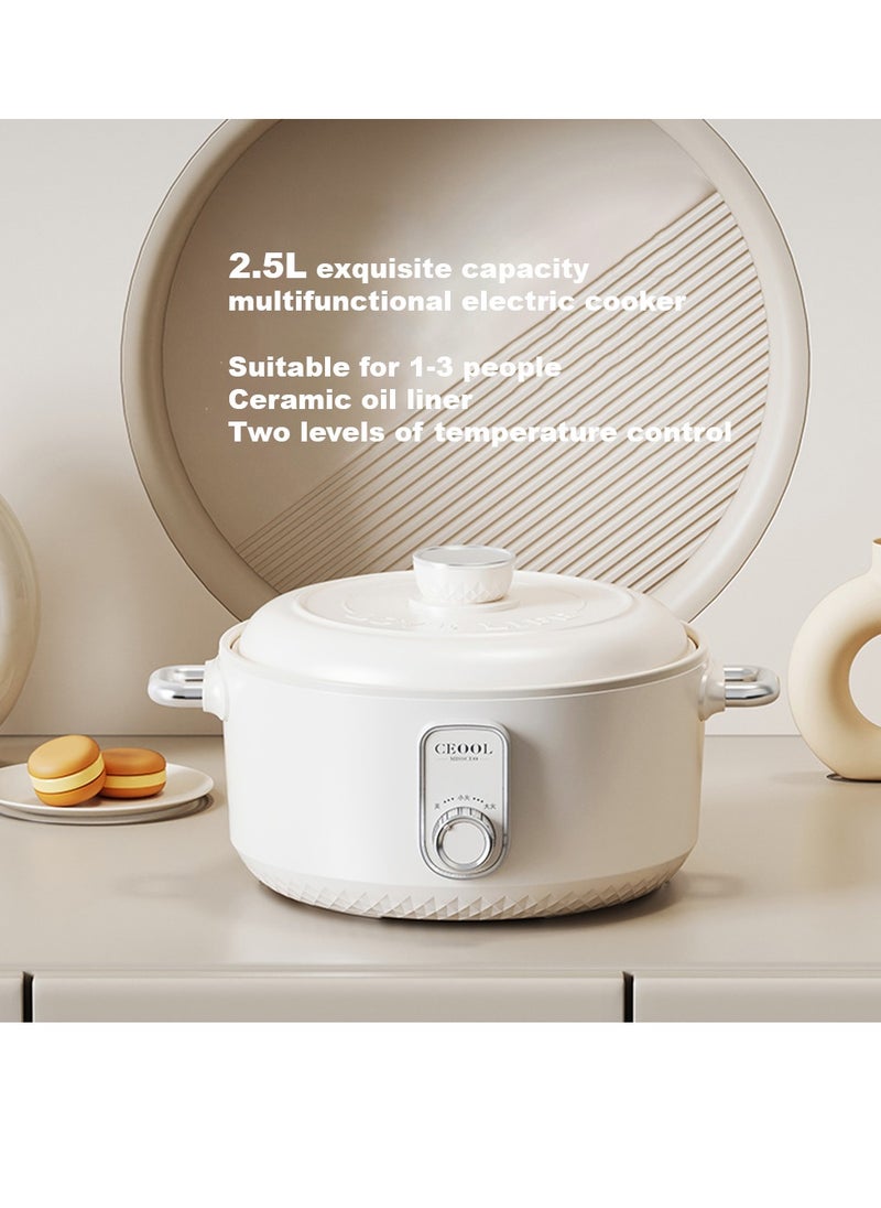 miss ceool Electric Hot Pot 2.5L Multi-functional Stoveless Cooking Pot Temprature Control 750W Power Non Stick Pot Overheating Boiled and Dry Protection Stir Fry Soup and HotPot (CN 3 Pin Plug)  - Image 4