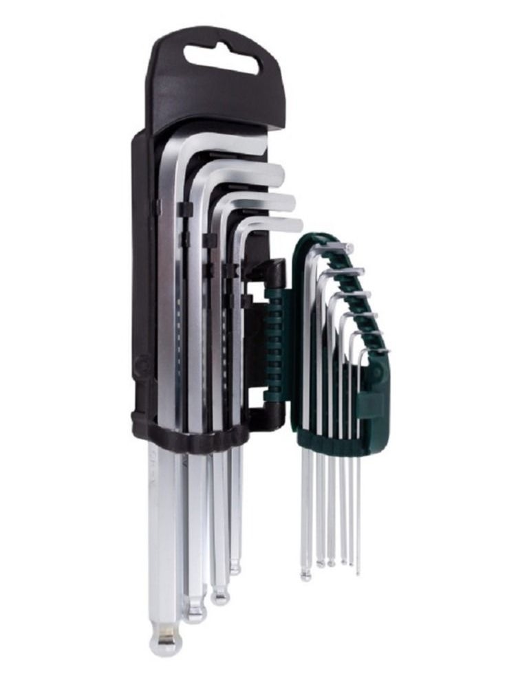 ROCKFORCE Middle Long Hex Key Ball Point Set 10pcs 1.27, 1.5, 2, 2.5, 3, 4, 5, 6, 8, 10mm in a Plastic Holder