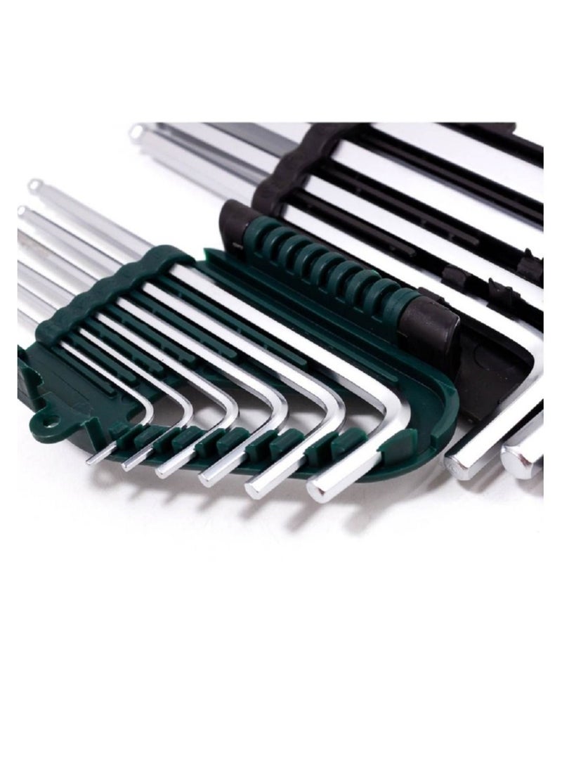 ROCKFORCE Middle Long Hex Key Ball Point Set 10pcs 1.27, 1.5, 2, 2.5, 3, 4, 5, 6, 8, 10mm in a Plastic Holder