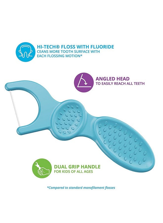 Plackers, Kid's Dual Gripz, Dental Flossers with Fluoride, Fruit Smoothie Swirl, 75 Count - Image 3