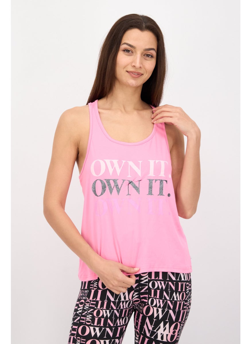 French Affair Women 2 Pieces Allover Print Sleeveless Top And Pants Set, Pink  - Image 4