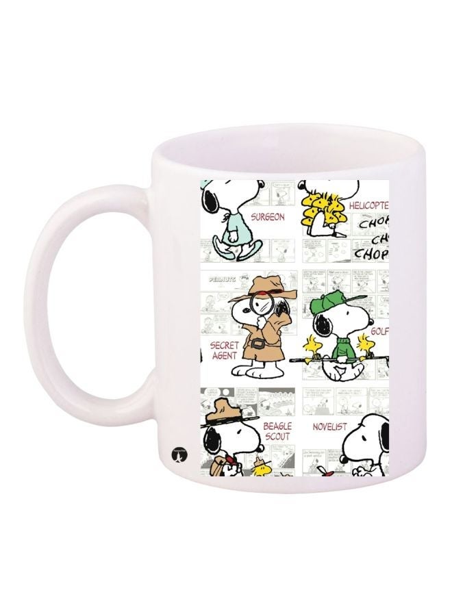 RYN Snoopy Printed Coffee Mug White/Black/Yellow 11ounce