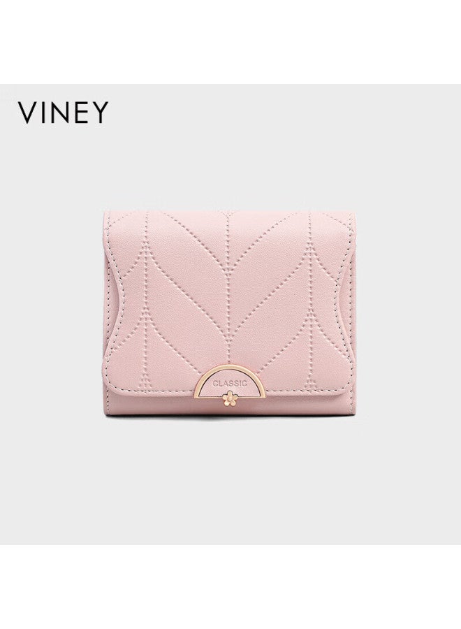 Viney Leather Women's Wallet, Large Capacity, Short Handbag, Student Multi-card Slots, Coin Purse, Stylish Light Luxury Leather Clutch - Image 1