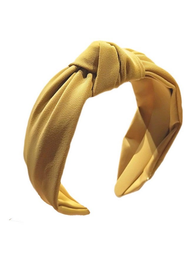 Etercycle Headband For Women Knotted Wide Headband Yoga Hair Band Fashion Elastic Hair Accessories For Women (Yellow) - Image 1