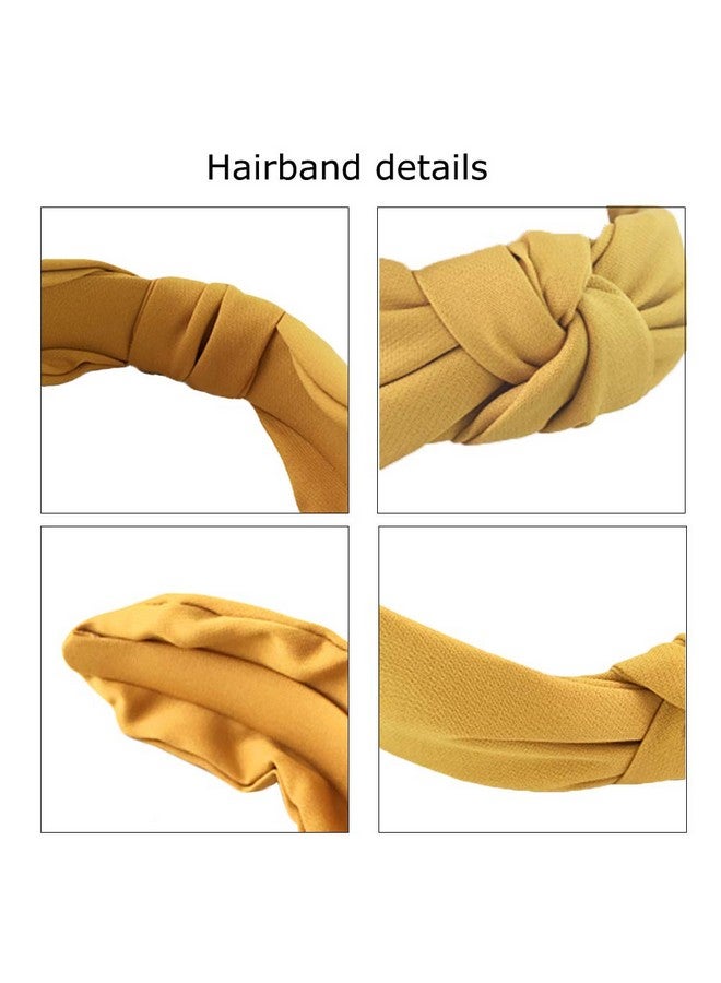 Etercycle Headband For Women Knotted Wide Headband Yoga Hair Band Fashion Elastic Hair Accessories For Women (Yellow) - Image 3