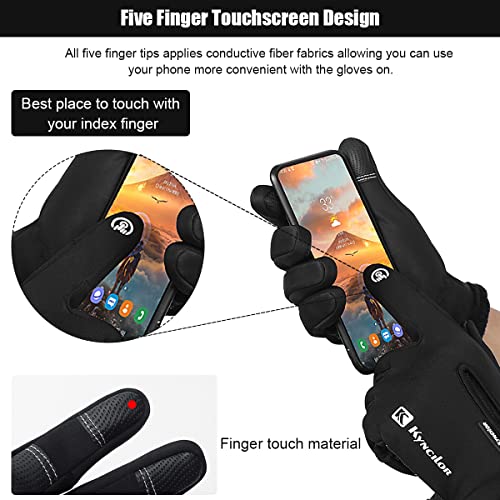 Gustave® Winter Gloves for Men,Riding Gloves Finger Gloves,Gloves for Men Winter Warm Touchscreen Thermal Fleece Lined (Black XL) - Image 4