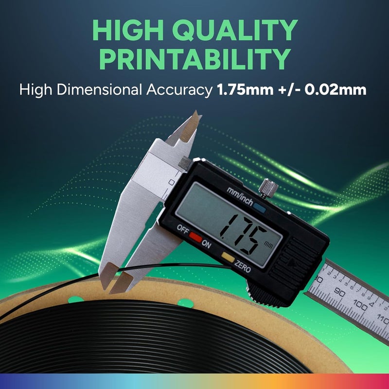 OVERTURE TPU Filament 1.75mm Flexible Roll, 95A Soft 3D Printer Filament, 1kg Spool (2.2 lbs), Fit Most FDM Printer (TPU Black) - Image 4