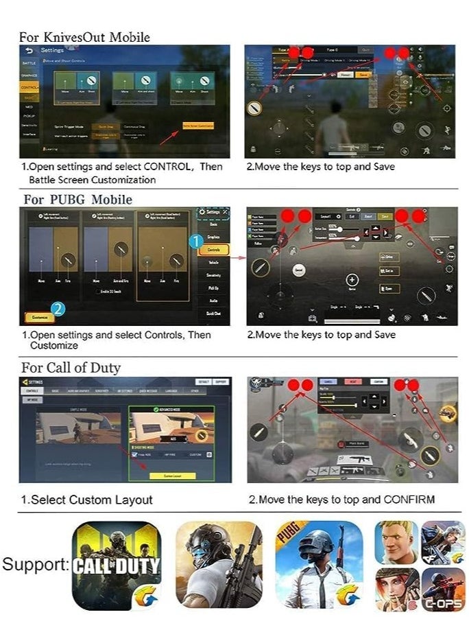 Concretization - Professional Game Trigger, 2 Buttons For Pubg Mobile Controller, Support IOS, Android, And Most Phones And Ipads, Aluminum Button, Support COD/PUBG/FORTNITE (الأزرار مع الأكمام) - Image 1