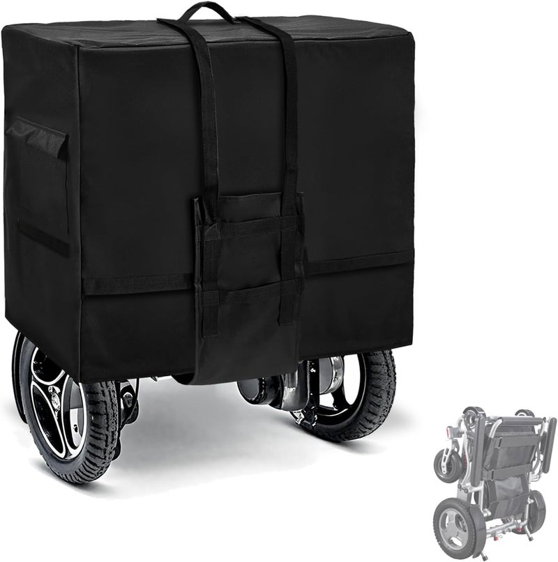 Rileytee Foldable Wheelchair Travel Bag for Airplane,Heavy Duty 600D Waterproof Dustproof Portable Folding Electric Wheelchair Covers for Travel (23''W x 14''D x 17''H x Skirt 30") - Image 1