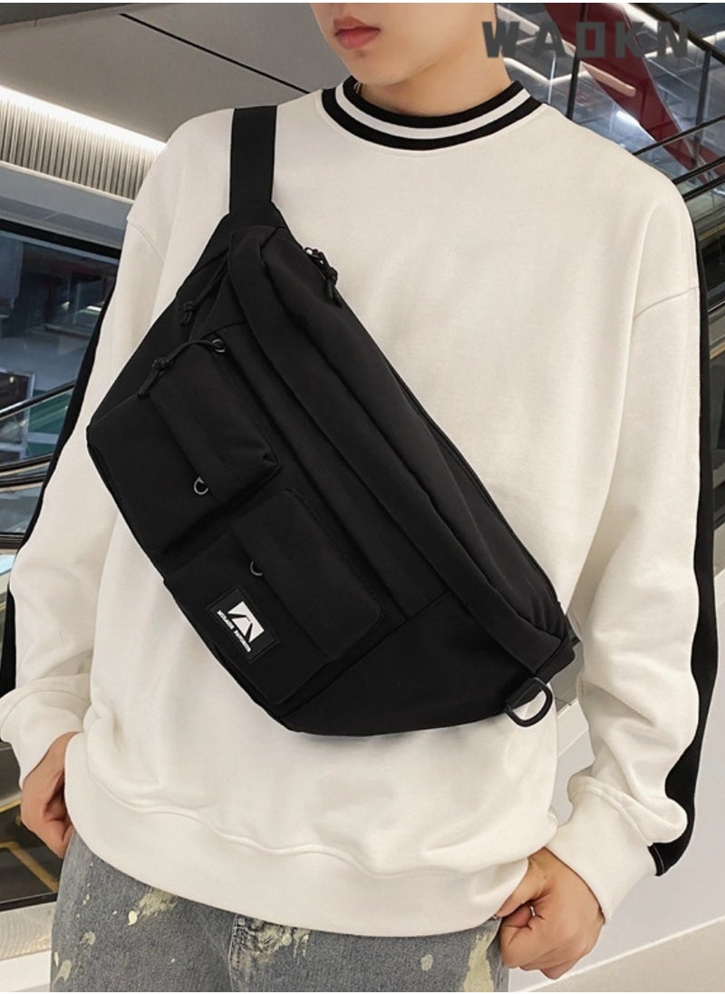 WAOKN Outdoor Leisure Chest Bag,Large Capacity Waterproof Crossbody Bag Fanny Pack Belt Bag,Adjustable Shoulder Bag Front Sling Pack Backpack,Outdoor Streetwear Strap Vest Chest Bag For Men Women Sport Bag  - Image 5