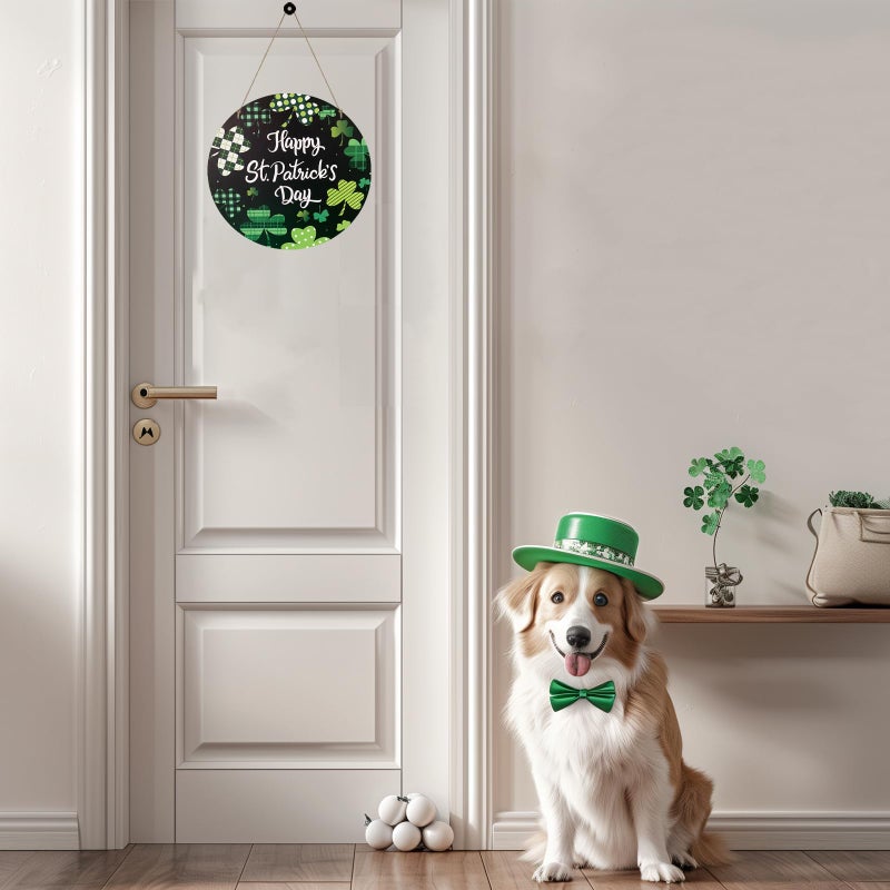 YUNKKIN Valentines Day Decorations St Patricks Day Decorations Reversible Happy Valentines Wreath Heart Door Decor Hanging Sign Wooden Front Door Hanger Wreath for Porch Wall Indoor Home Decor - Image 5