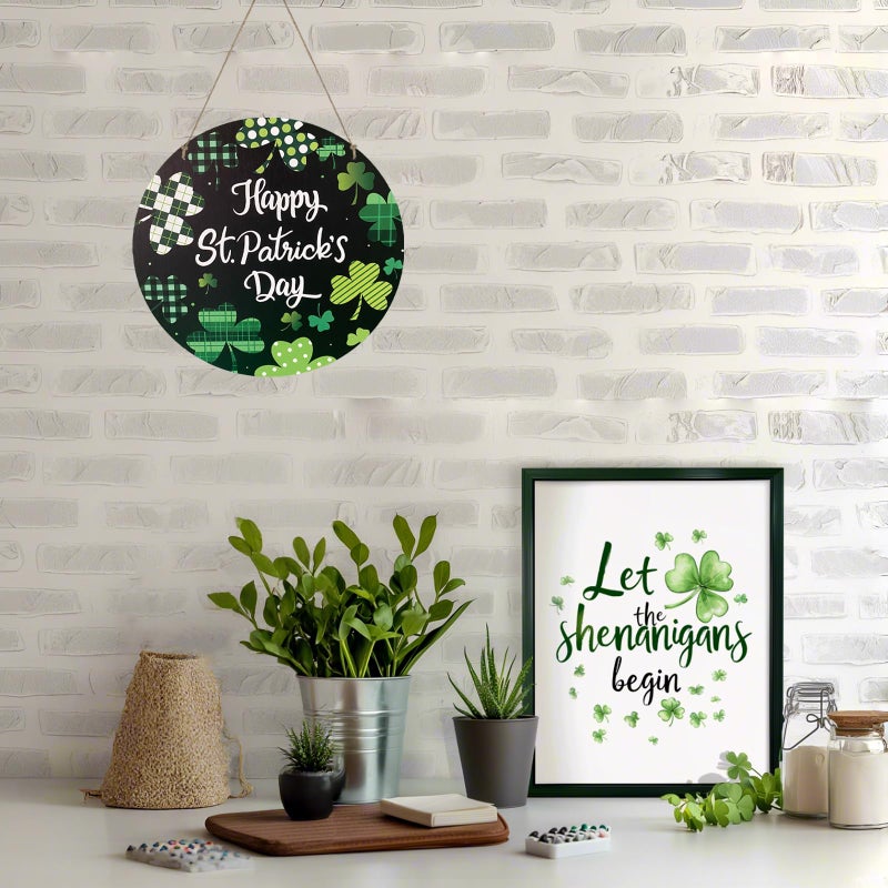 YUNKKIN Valentines Day Decorations St Patricks Day Decorations Reversible Happy Valentines Wreath Heart Door Decor Hanging Sign Wooden Front Door Hanger Wreath for Porch Wall Indoor Home Decor - Image 4